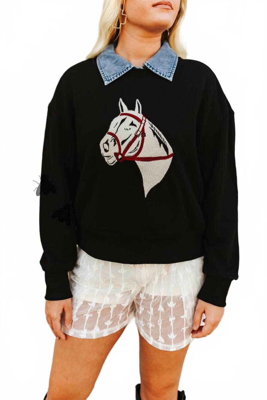 NEW 2FLYCO fort worth nights sweater in black